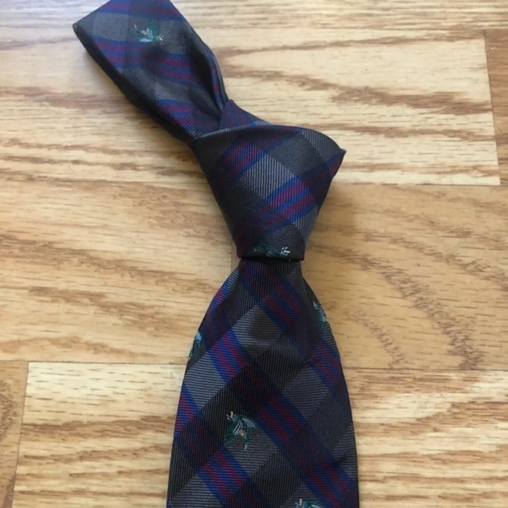 Club Room Silk Plaid with Mallard Drake Ducks Tie